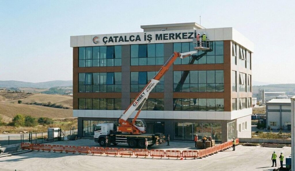 Çatalca’da sepetli vinç ile yüksekte çalışma hizmeti